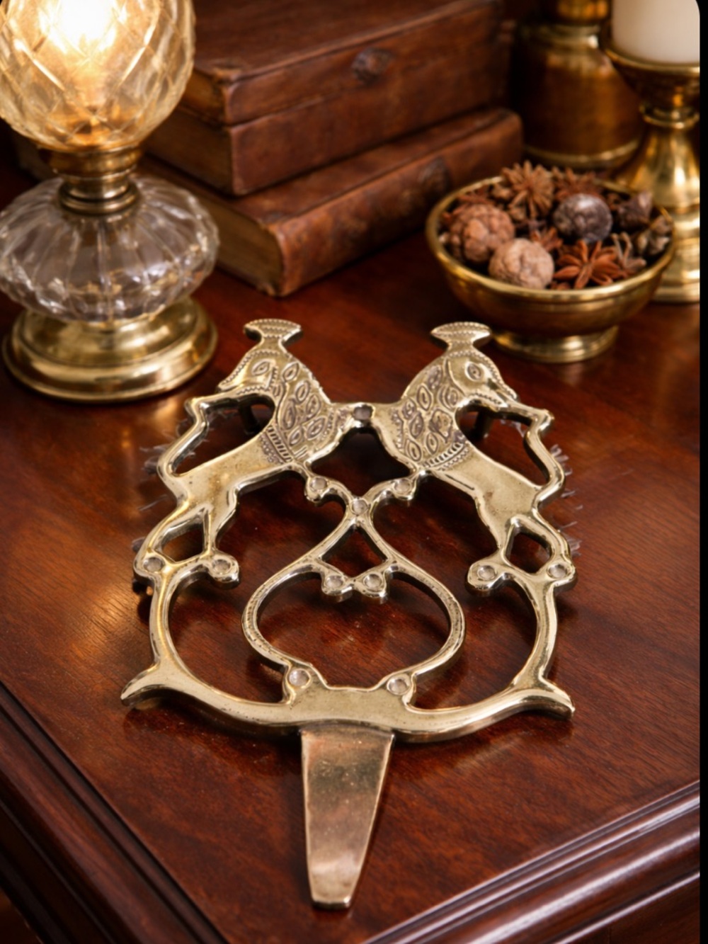 Vintage Baldwin Brass American Museum Collection Golden Unicorn Trivet